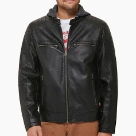 Levi's Men's Faux Leather Racer Jacket sz L